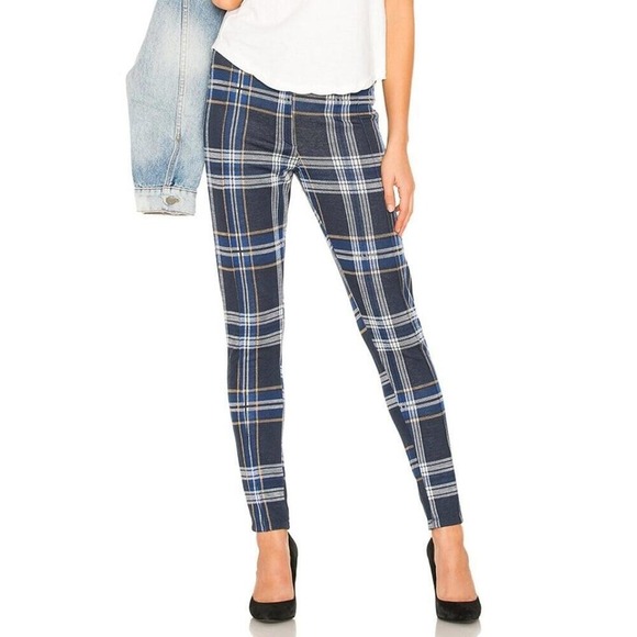 Free People Pants - Free People Carnaby Plaid Pants in Blue Combo Size 4